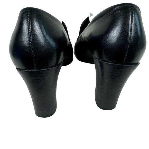 Franko Sarto Black Leather Nolan Tailored Heeled Slip On Loafers Y2K Size 8.5 - Picture 3 of 6